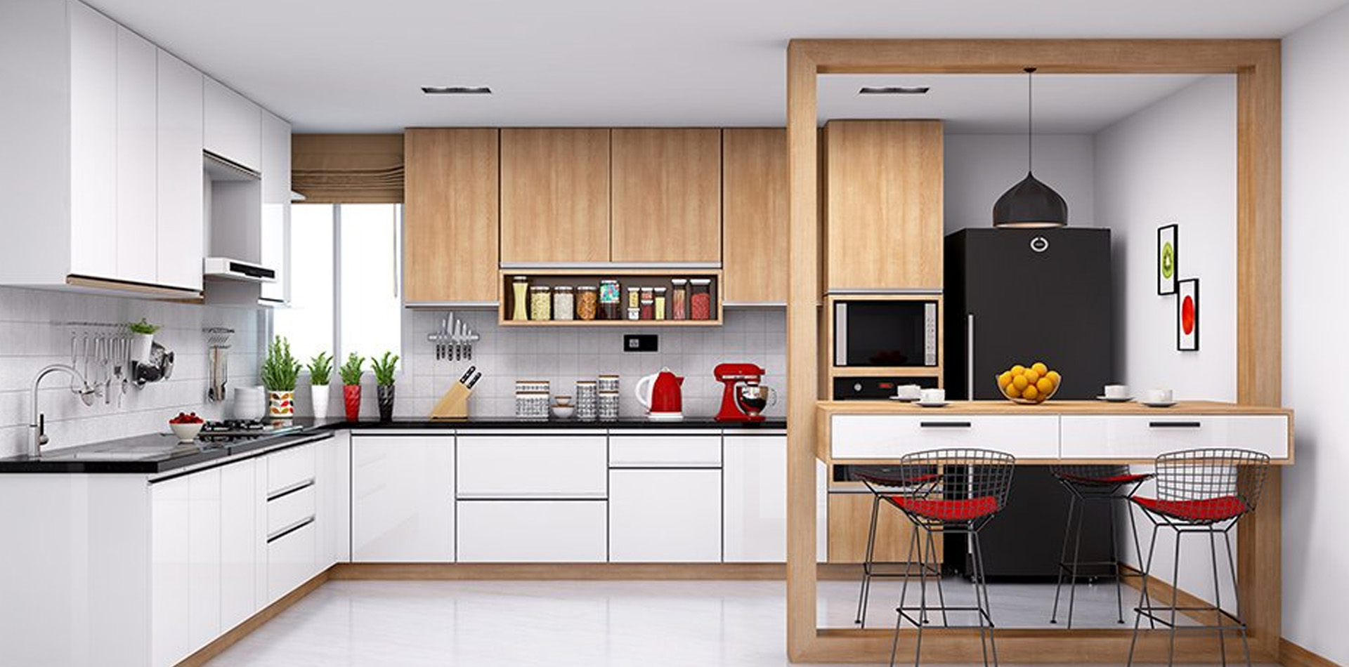 L-shaped modular kitchen in Ahmedabad